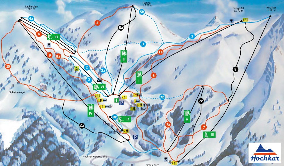 Schipisten und Lifte Hochkar